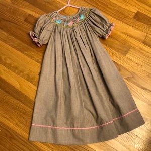 Adorable Brown and white Smocked Dress